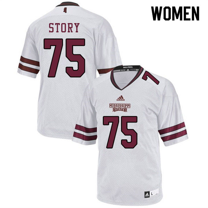 Women #75 Michael Story Mississippi State Bulldogs College Football Jerseys Sale-White